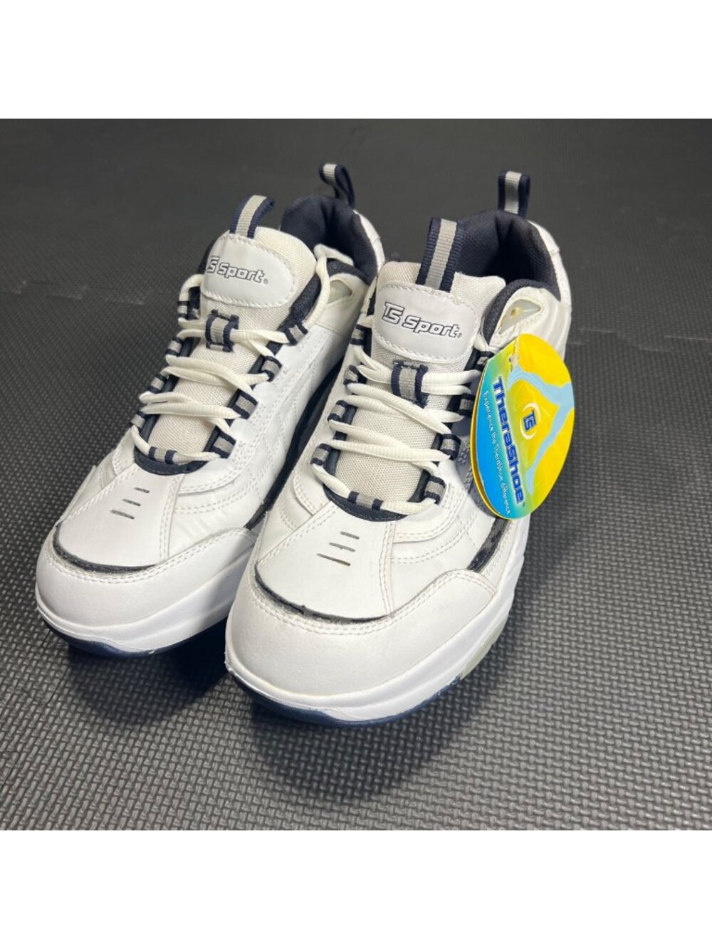 TheraShoe TS Sport White Walking Shoes Size 11M Mens Leather Upper Cushioned Sol